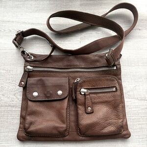 Vintage Fossil Brown Leather Crossbody Bag 90s vibes